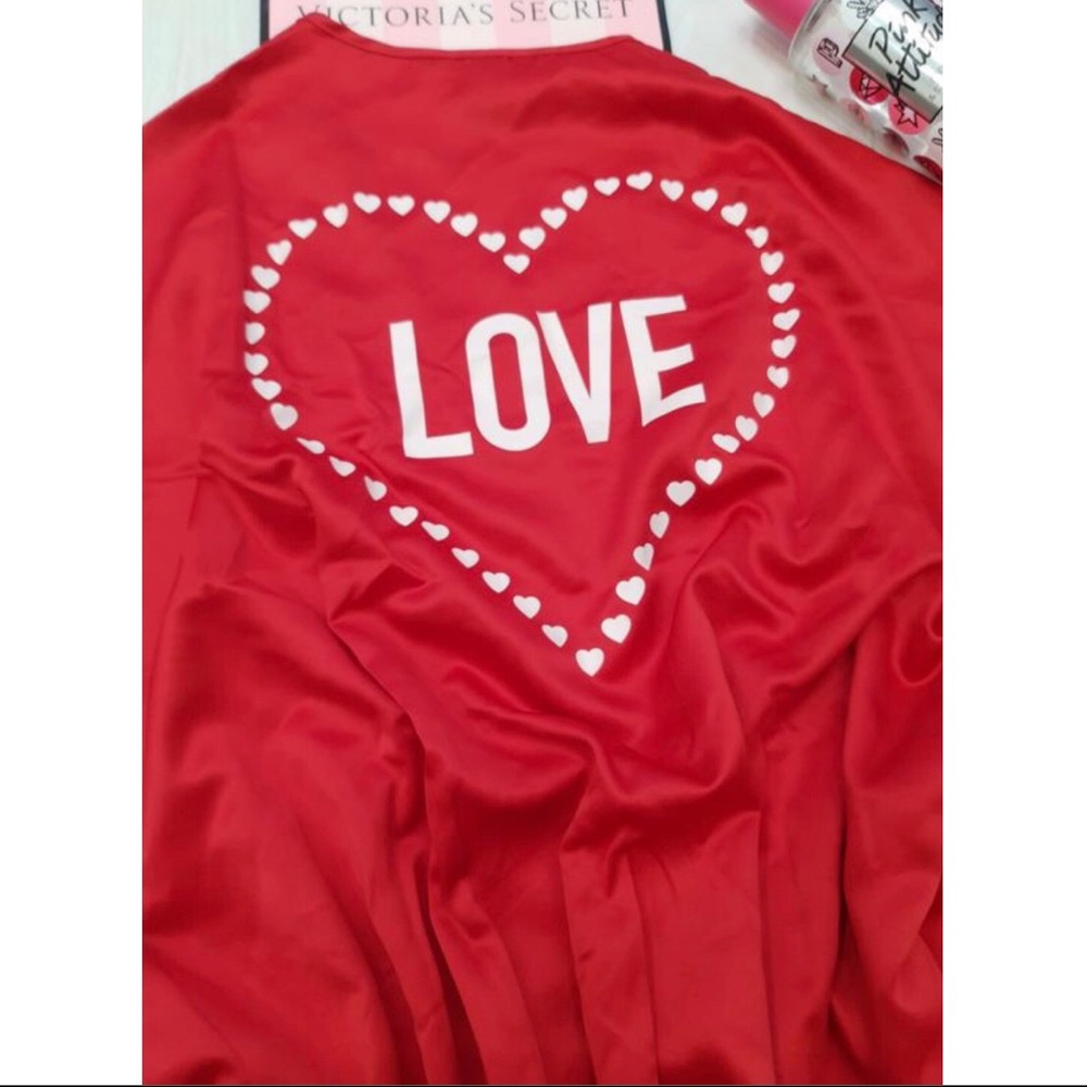 Victoria Secret Satin Red “LOVE” Robe - Picture 6 of 12